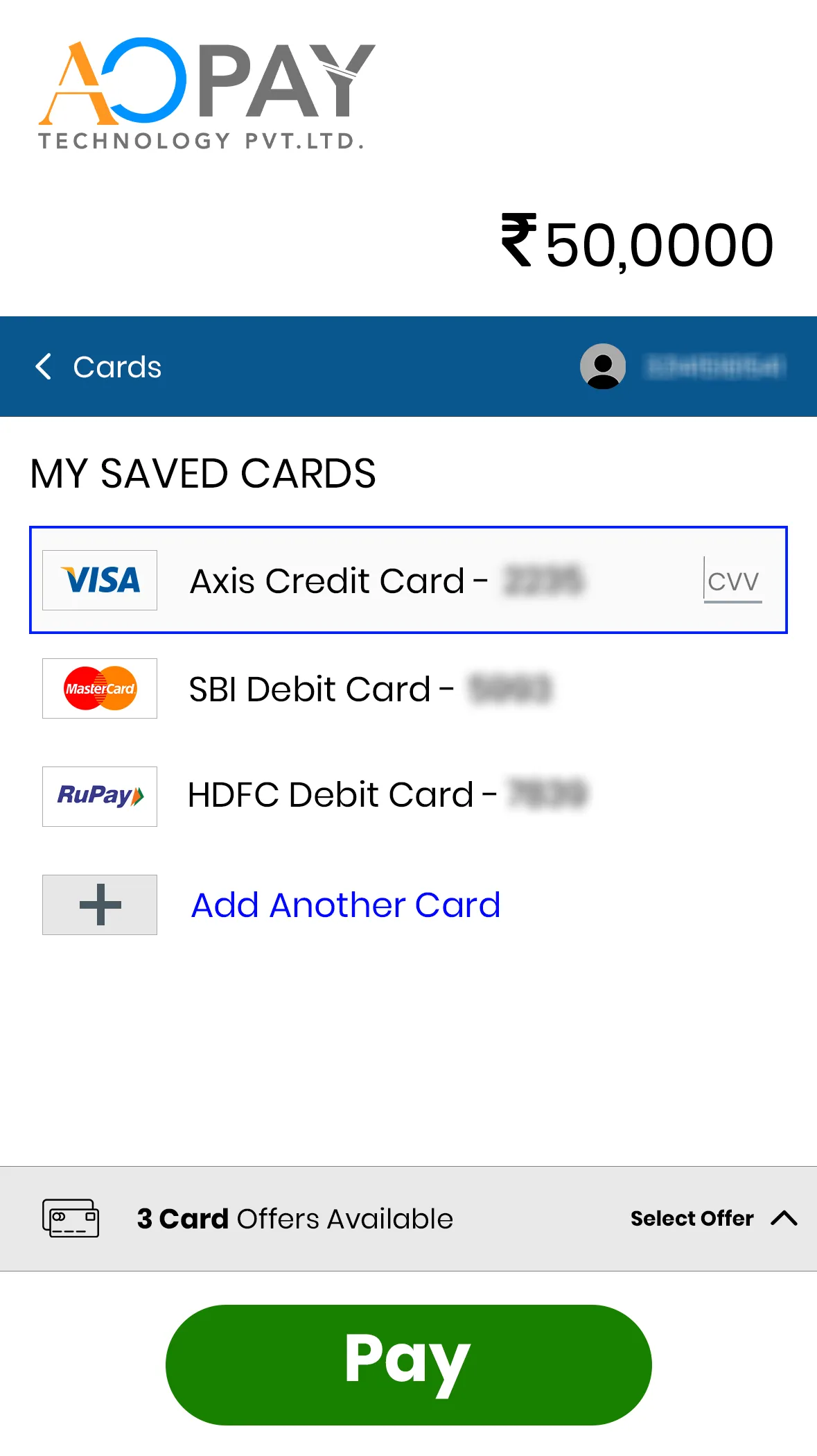 UPI payment API allowing instant peer-to-peer money transfers via mobile apps.